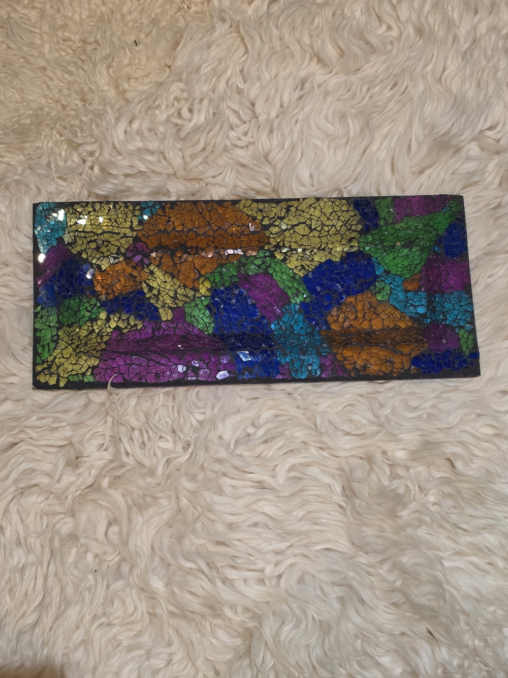 Multicolor Mosaic Crackle Glass Tray - Vibrant Home Accent